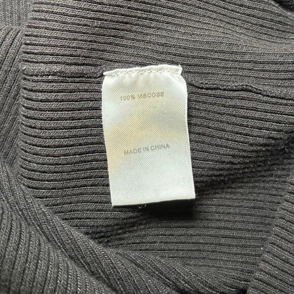 Pink Lily Body Con Black Sleeveless Ribbed Knit Midi Dress Size Medium - Picture 3 of 4